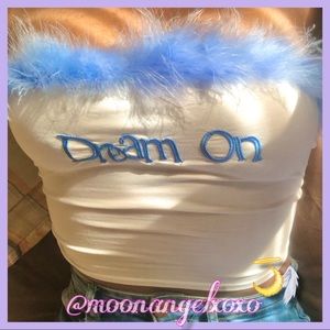 😴💙Dream On Bandeau Crop Top w/Faux Fur Trim💙😴